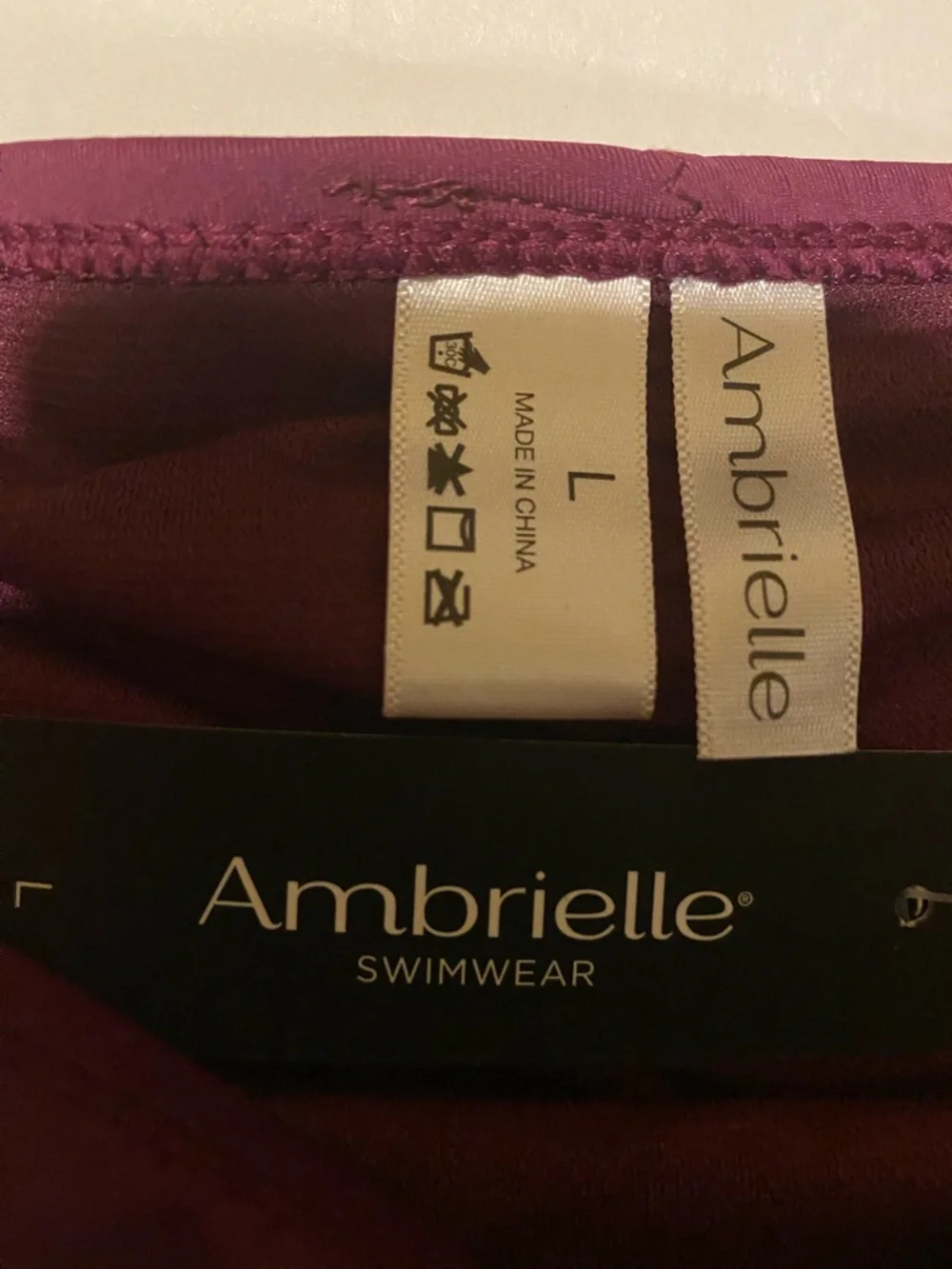 Ambrielle Deep Plum Swim Bikini Bottoms Size L